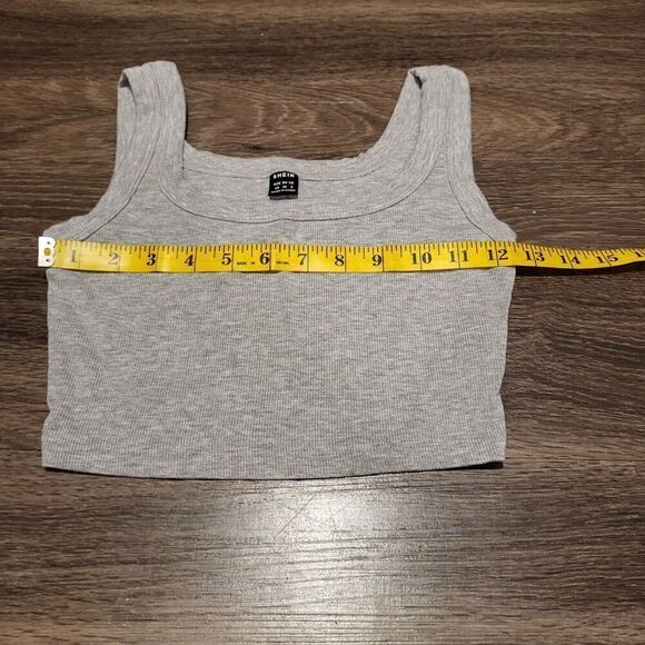 Shein Baby Doll Ribbed Crew Neck Cropped Gray Tank Top Shirt Women's Size XS - Picture 3 of 5